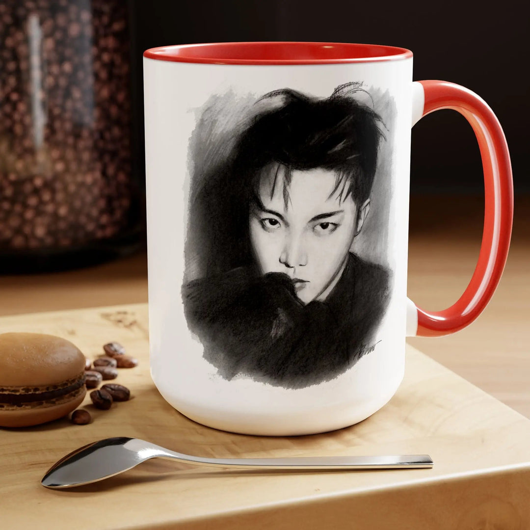 Jhope of BTS Two-Tone Coffee Mugs, 15oz Printify - Adam Benet Shaw