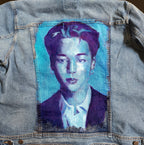 Jimin BTS Custom Denim Jacket – Hand-Painted Airbrushed Blue Jimin Jacket