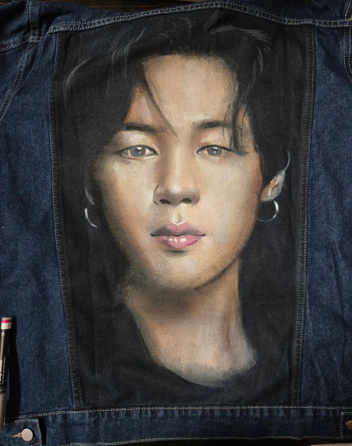 Custom Pop Brush Jimin BTS hand painted denim jacket