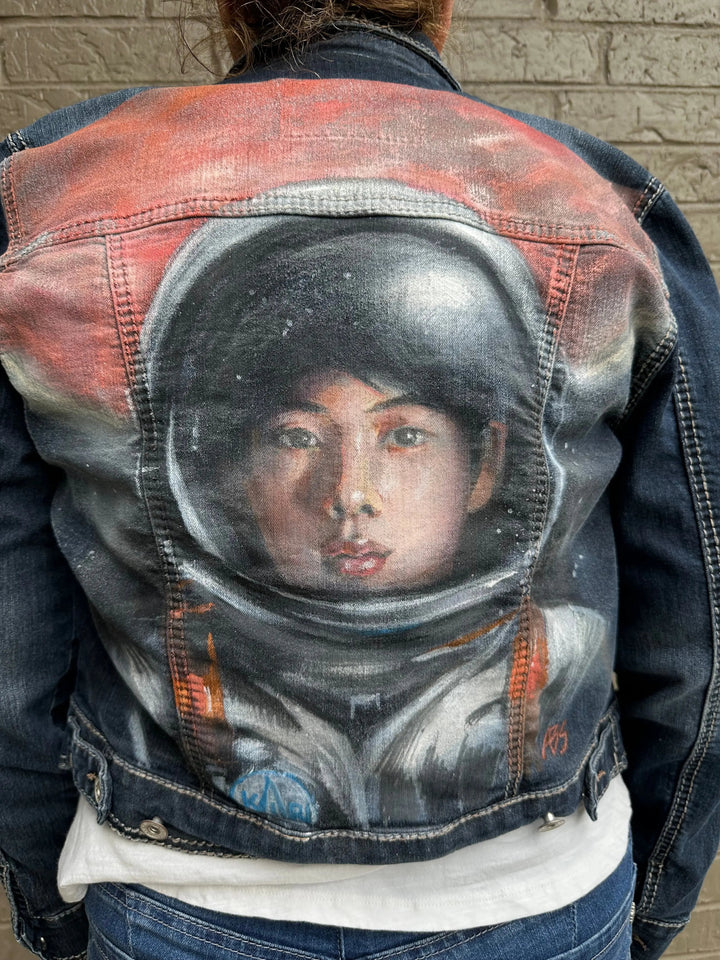 Jin BTS Custom Denim Jacket – Hand-Painted Airbrushed Jin Astronaut Jacket Pop Brush - Adam Benet Shaw