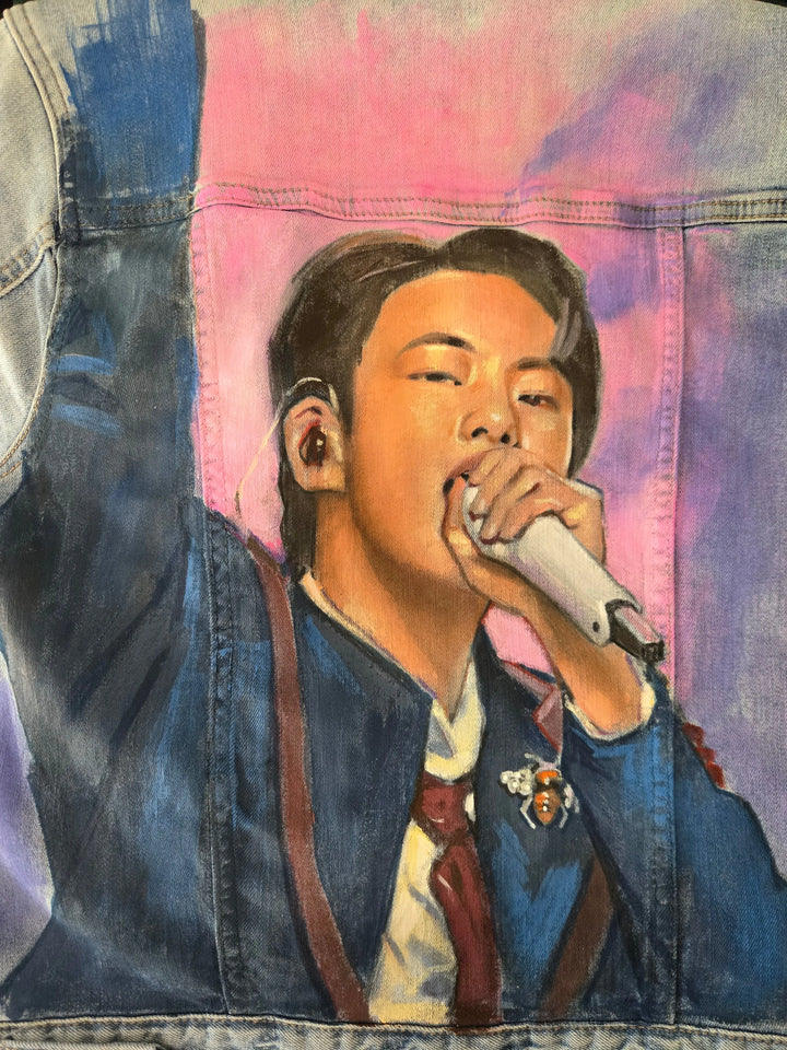 Jin BTS custom denim jacket pastel performance design