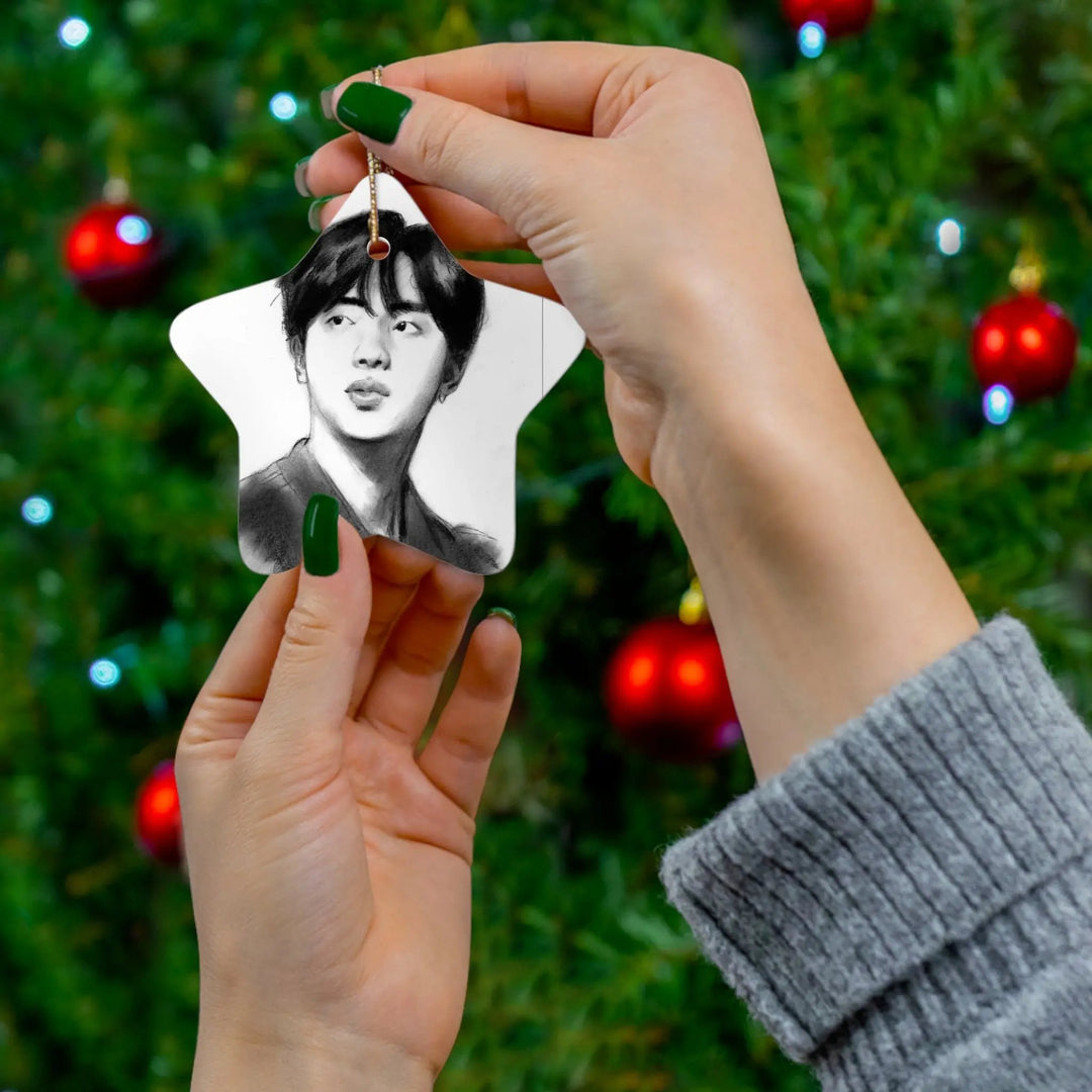 Jin of BTS - Christmas Tree Ornament Printify - Adam Benet Shaw
