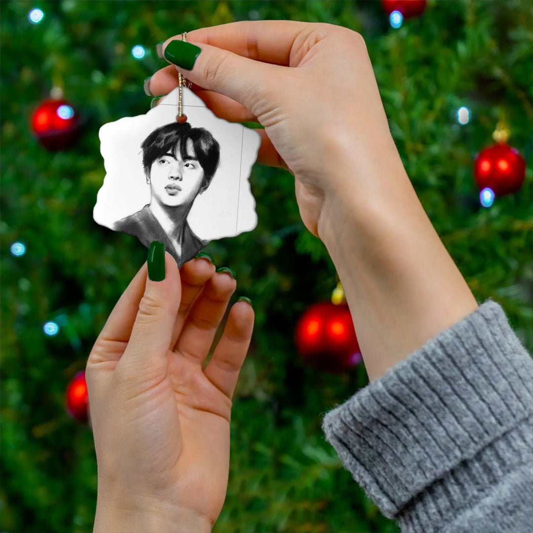 Jin of BTS - Christmas Tree Ornament Printify - Adam Benet Shaw