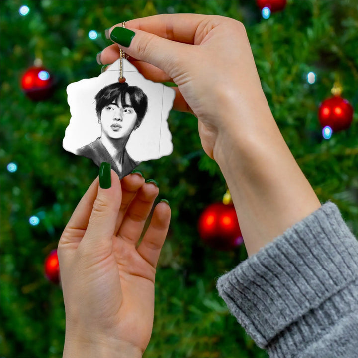 Jin of BTS - Christmas Tree Ornament Printify - Adam Benet Shaw