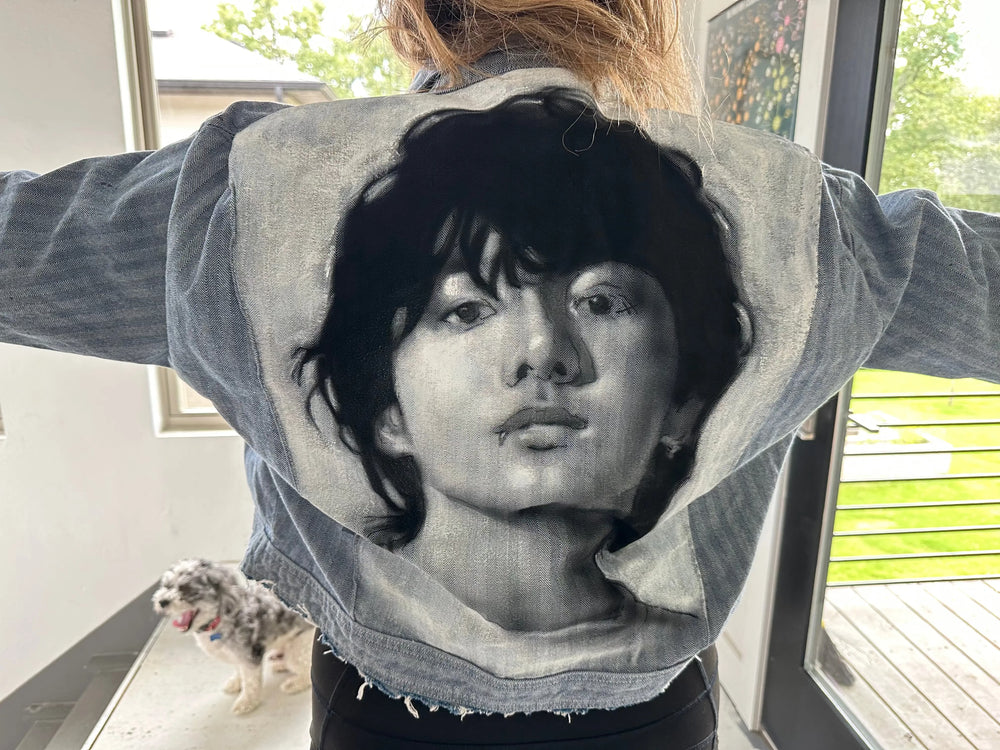 Jungkook BTS Denim Jacket – Hand-Painted Airbrushed Jungkook Jacket Pop Brush - Adam Benet Shaw