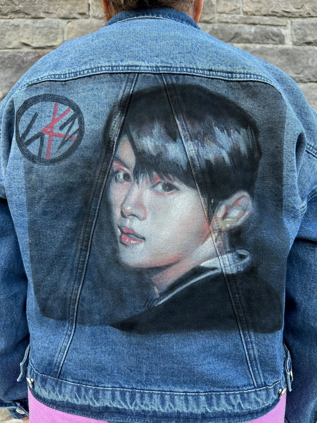 Lee Know Stray Kids Denim Jacket – Hand-Painted Airbrushed Lee Know Jacket Pop Brush - Adam Benet Shaw