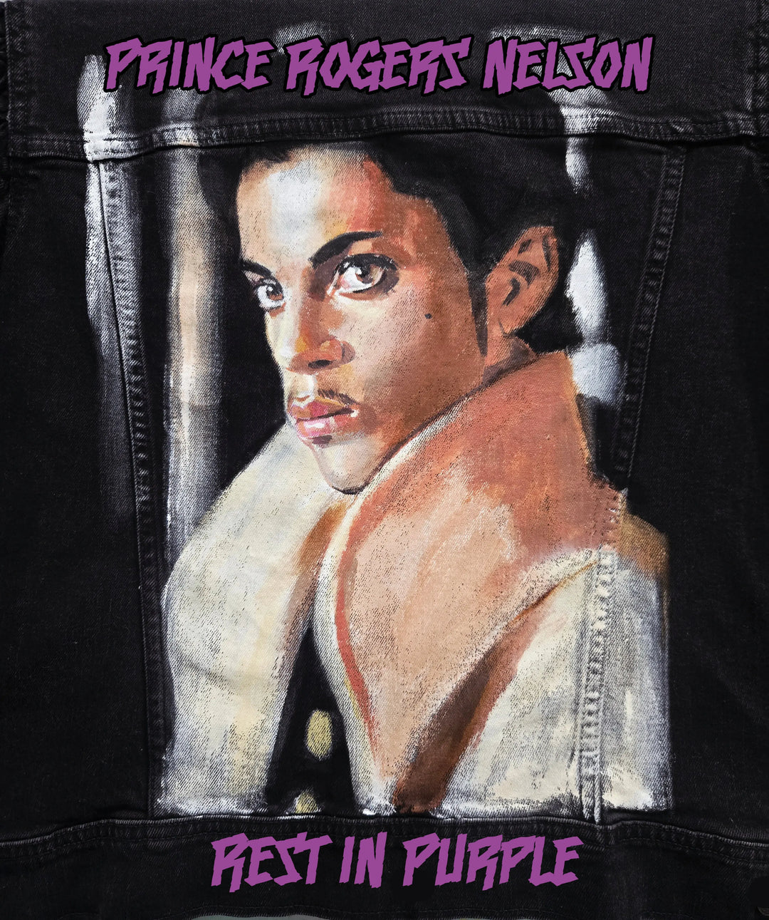 Memorial Custom Denim Jacket – Hand-Painted Airbrushed Portrait Jacket Pop Brush - Adam Benet Shaw
