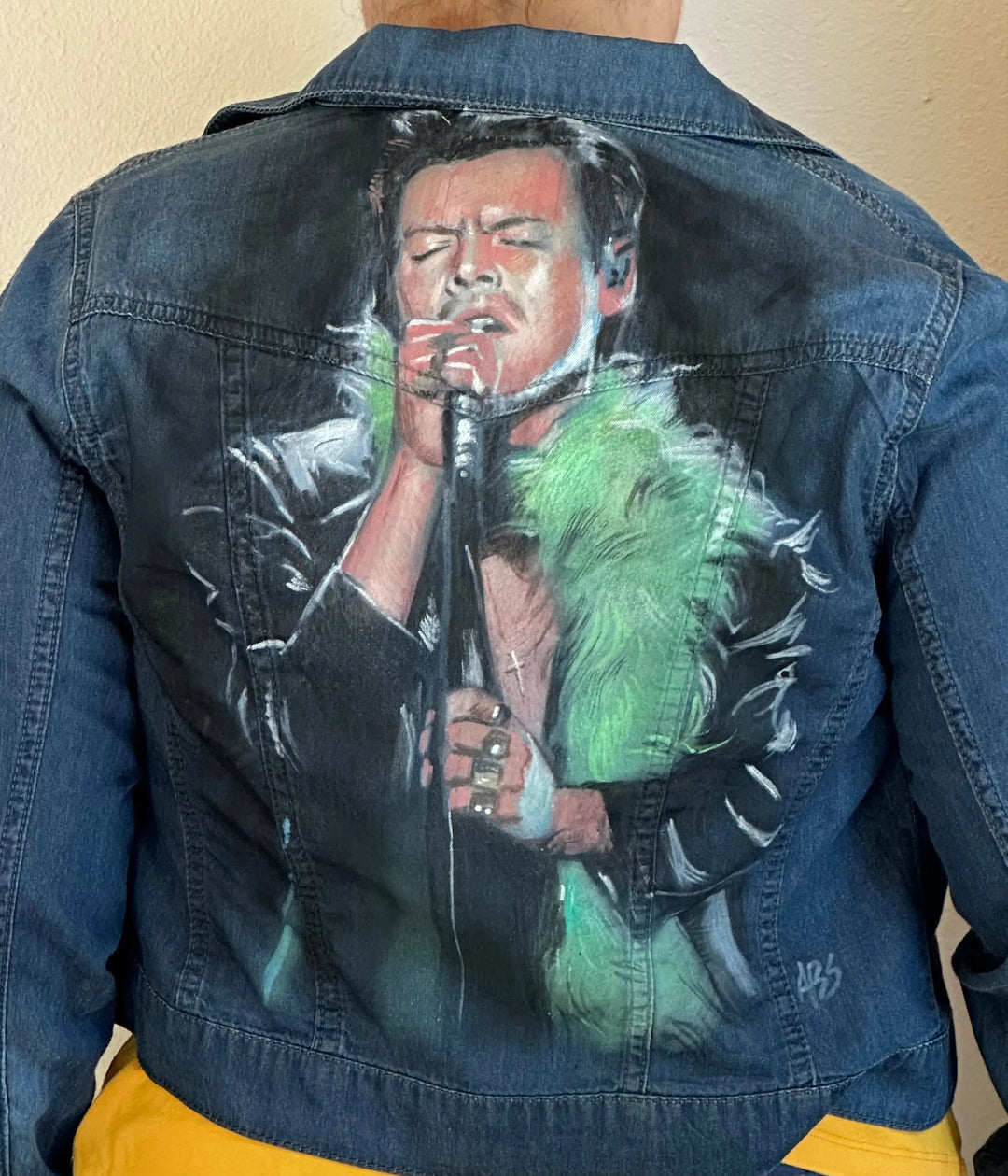 Harry Styles Custom Denim Jacket – Hand-Painted Fan Art Fashion Pop Brush - Adam Benet Shaw