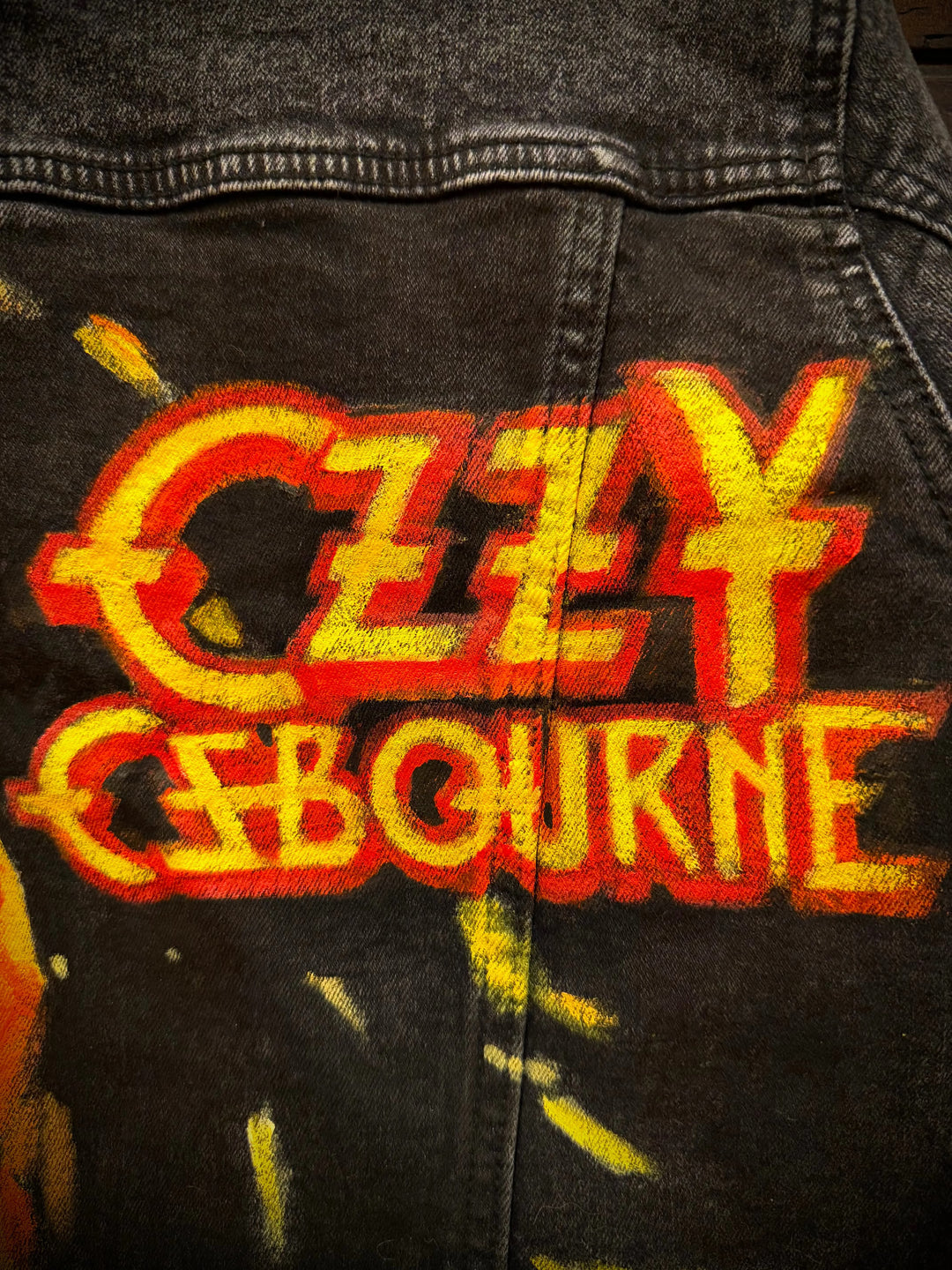 Ozzy Osbourne Denim Jacket – Hand-Painted Airbrushed Ozzy Jacket Pop Brush - Adam Benet Shaw