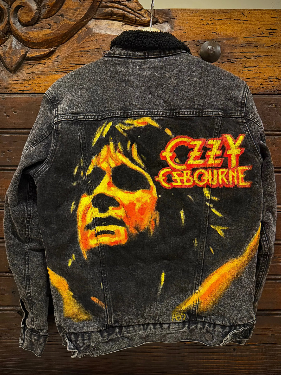 Ozzy Osbourne Denim Jacket – Hand-Painted Airbrushed Ozzy Jacket Pop Brush - Adam Benet Shaw