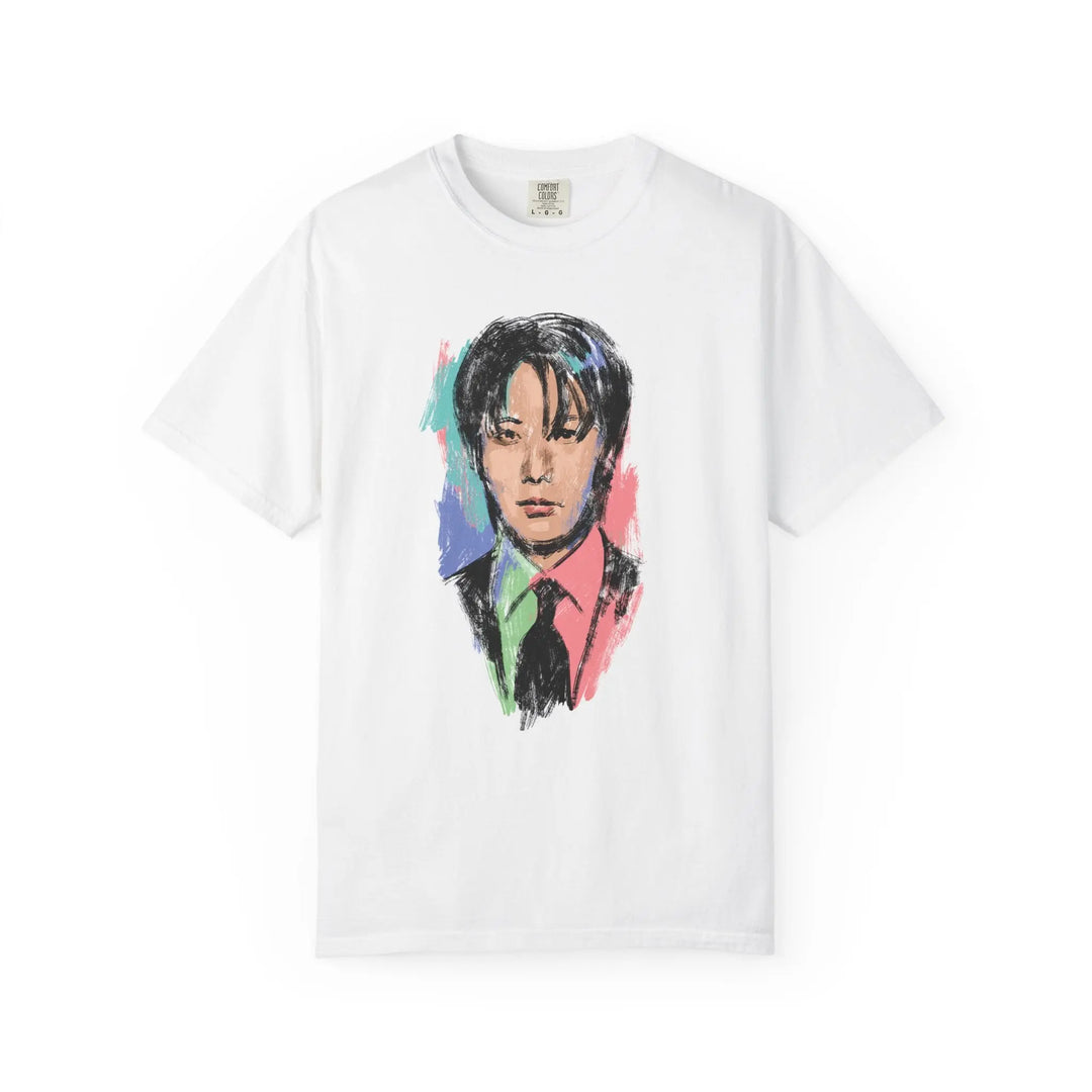 Portrait Art T-Shirt — Colorful Sketch of J-Hope of BTS Graphic Tee Printify - Adam Benet Shaw