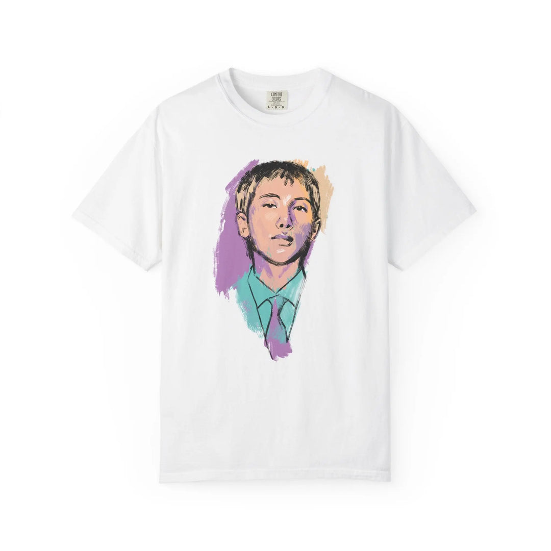 Portrait Art T-Shirt — Colorful Watercolor Male Face Graphic Tee Printify - Adam Benet Shaw