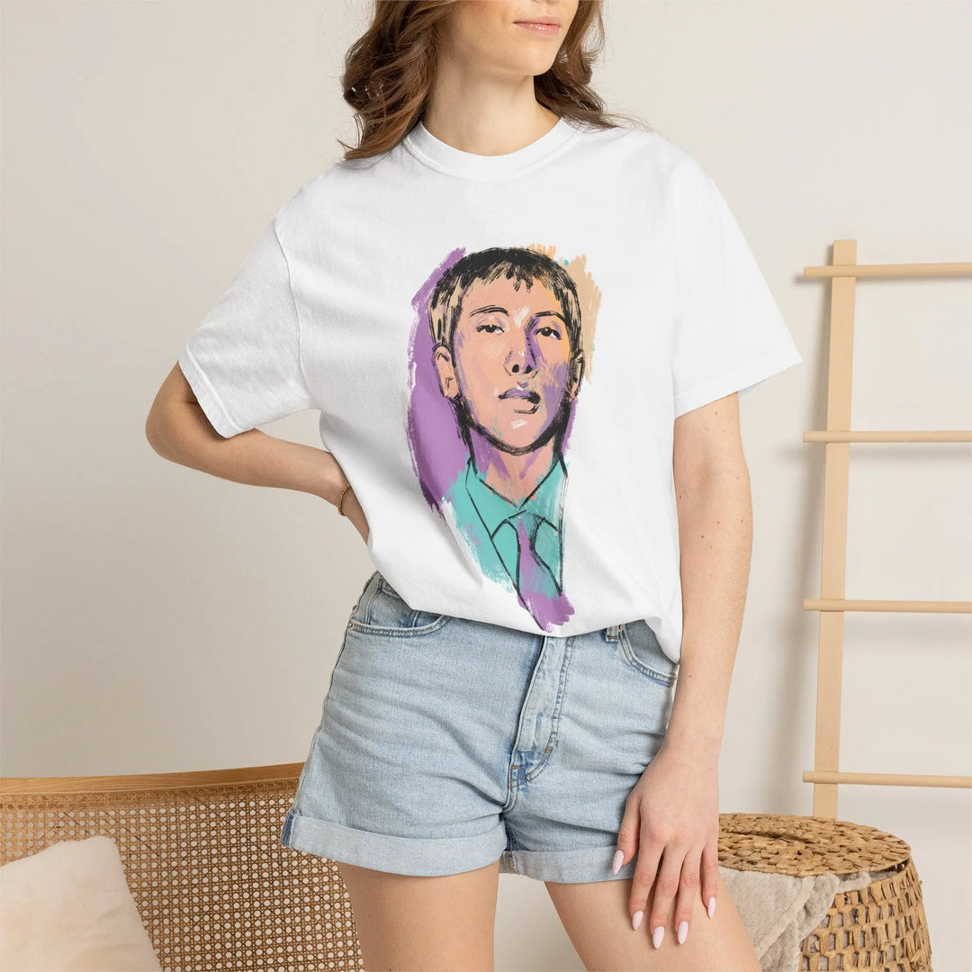 Portrait Art T-Shirt — Colorful Watercolor Male Face Graphic Tee Printify - Adam Benet Shaw