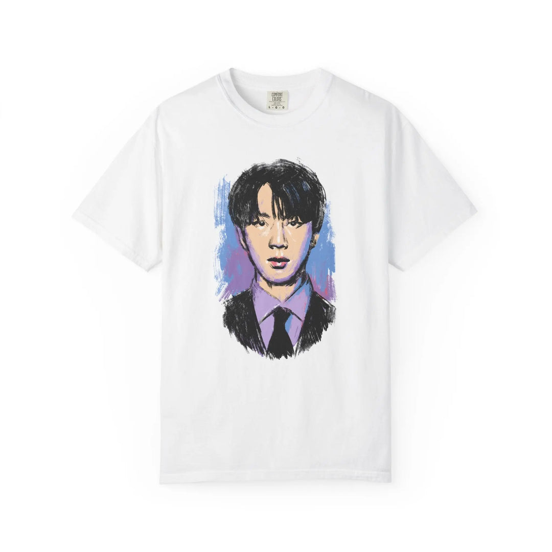 Portrait Graphic T‑Shirt — Stylized Painted Jin of BTS Portrait Tee Printify - Adam Benet Shaw