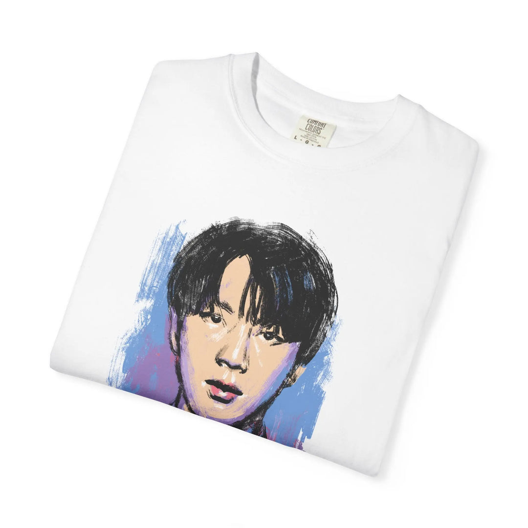 Portrait Graphic T‑Shirt — Stylized Painted Jin of BTS Portrait Tee Printify - Adam Benet Shaw