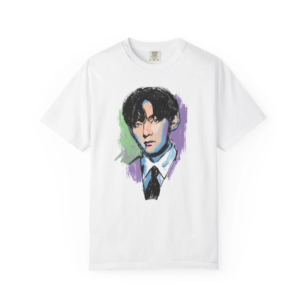 Sketch Portrait T-Shirt — Watercolor illo of V of BTS Printify - Adam Benet Shaw