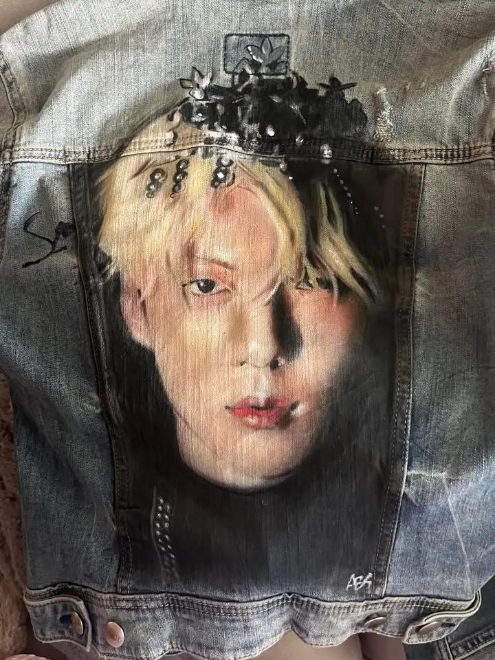 Soobin TXT Denim Jacket – Hand-Painted Airbrushed Soobin Jacket Pop Brush - Adam Benet Shaw
