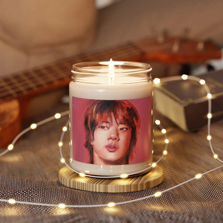 Soy Candle, BTS Jin Kpop Astronaut Design, Aromatherapy Candle, Jin of Worldwide Handsome, 9oz Candle, Eco-Friendly Candle, Gift for Kpop Printify - Adam Benet Shaw