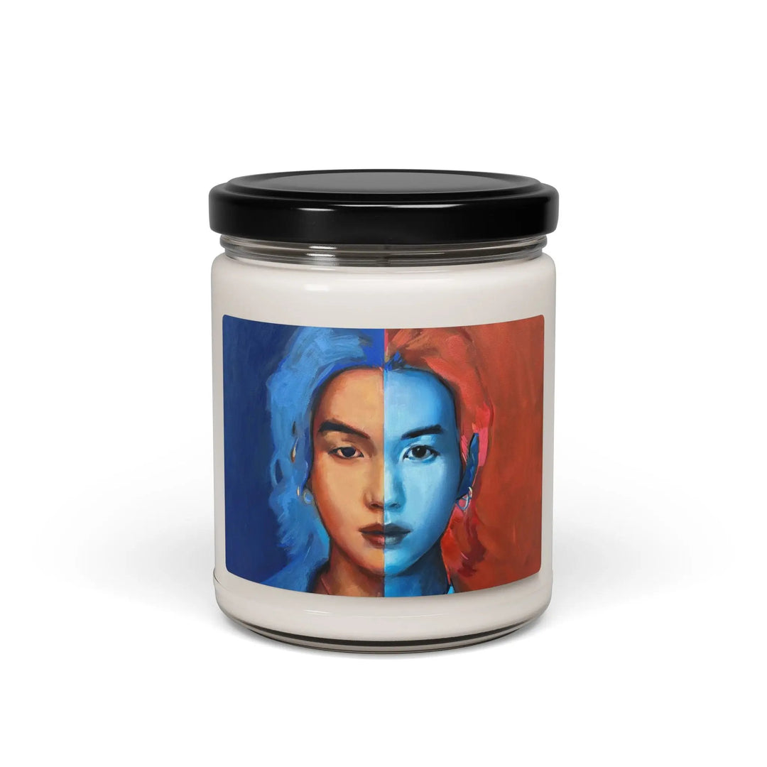 Soy Candle, SUGA BTS Min Yoongi Kpop Handpainted Christmas Gift, AugustD D-Day Futures - Okay, 9oz Candle, Aromatherapy, Home Fragrance, Printify - Adam Benet Shaw