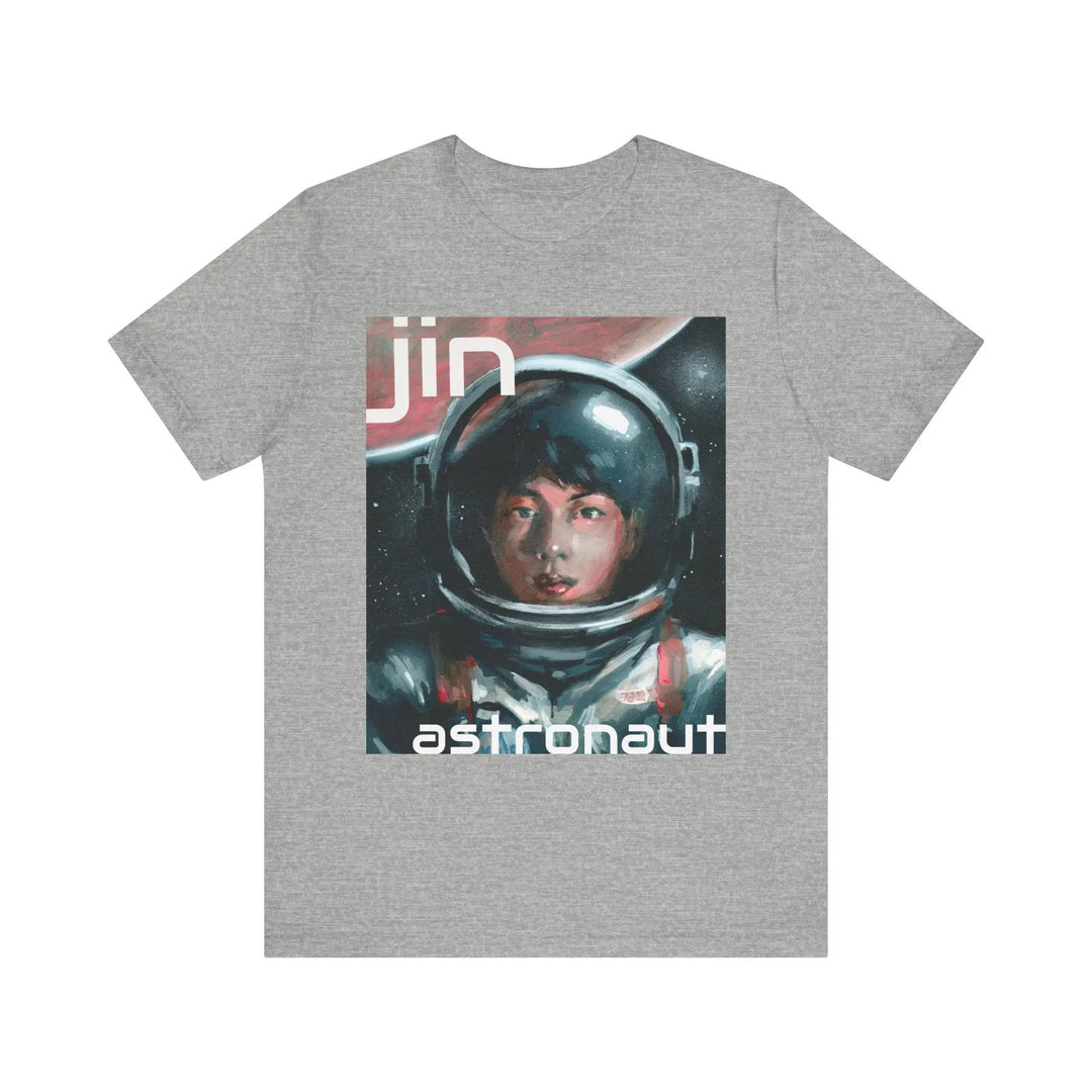 T-Shirt Jin of BTS Astronaut Worldwide Handsome Super Tuna Happy Running Wild Unisex Jersey Short Sleeve Tee Printify - Adam Benet Shaw