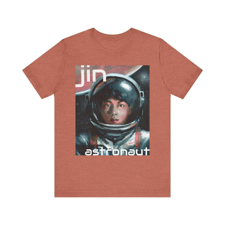 T-Shirt Jin of BTS Astronaut Worldwide Handsome Super Tuna Happy Running Wild Unisex Jersey Short Sleeve Tee Printify - Adam Benet Shaw