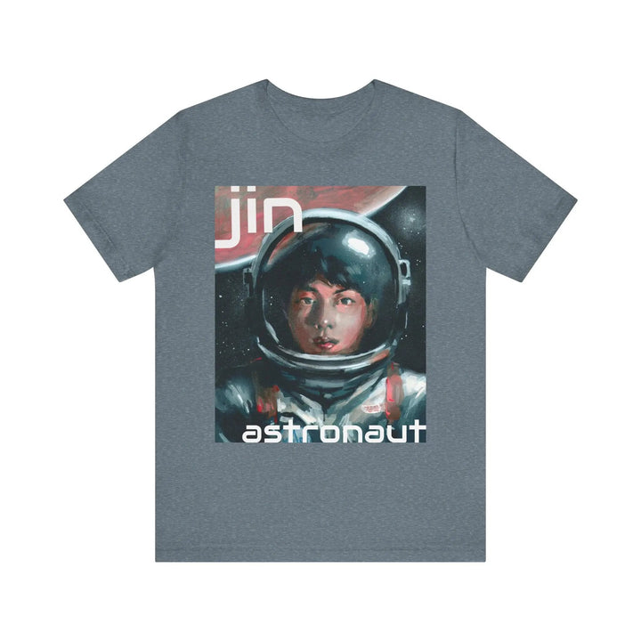 T-Shirt Jin of BTS Astronaut Worldwide Handsome Super Tuna Happy Running Wild Unisex Jersey Short Sleeve Tee Printify - Adam Benet Shaw