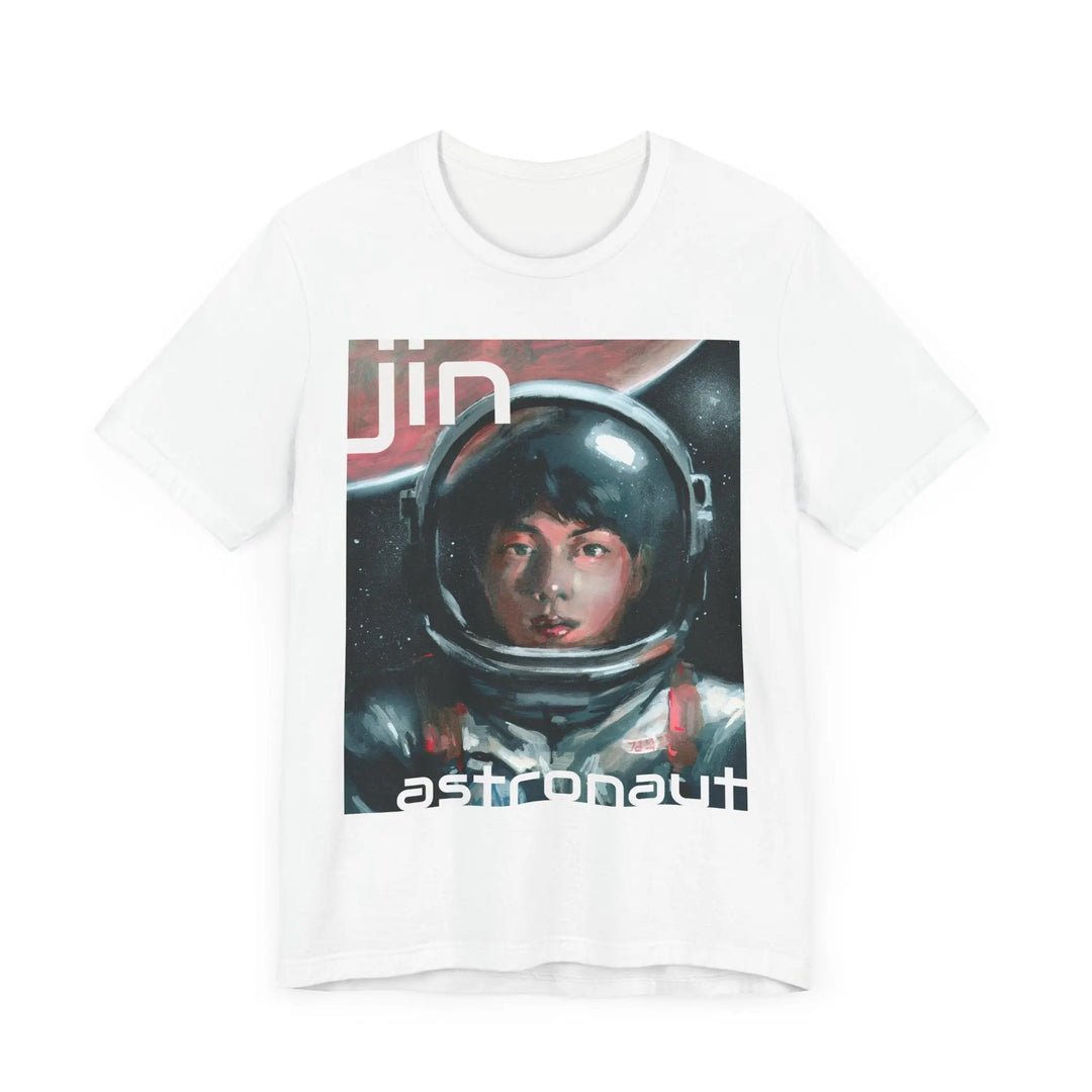 T-Shirt Jin of BTS Astronaut Worldwide Handsome Super Tuna Happy Running Wild Unisex Jersey Short Sleeve Tee Printify - Adam Benet Shaw