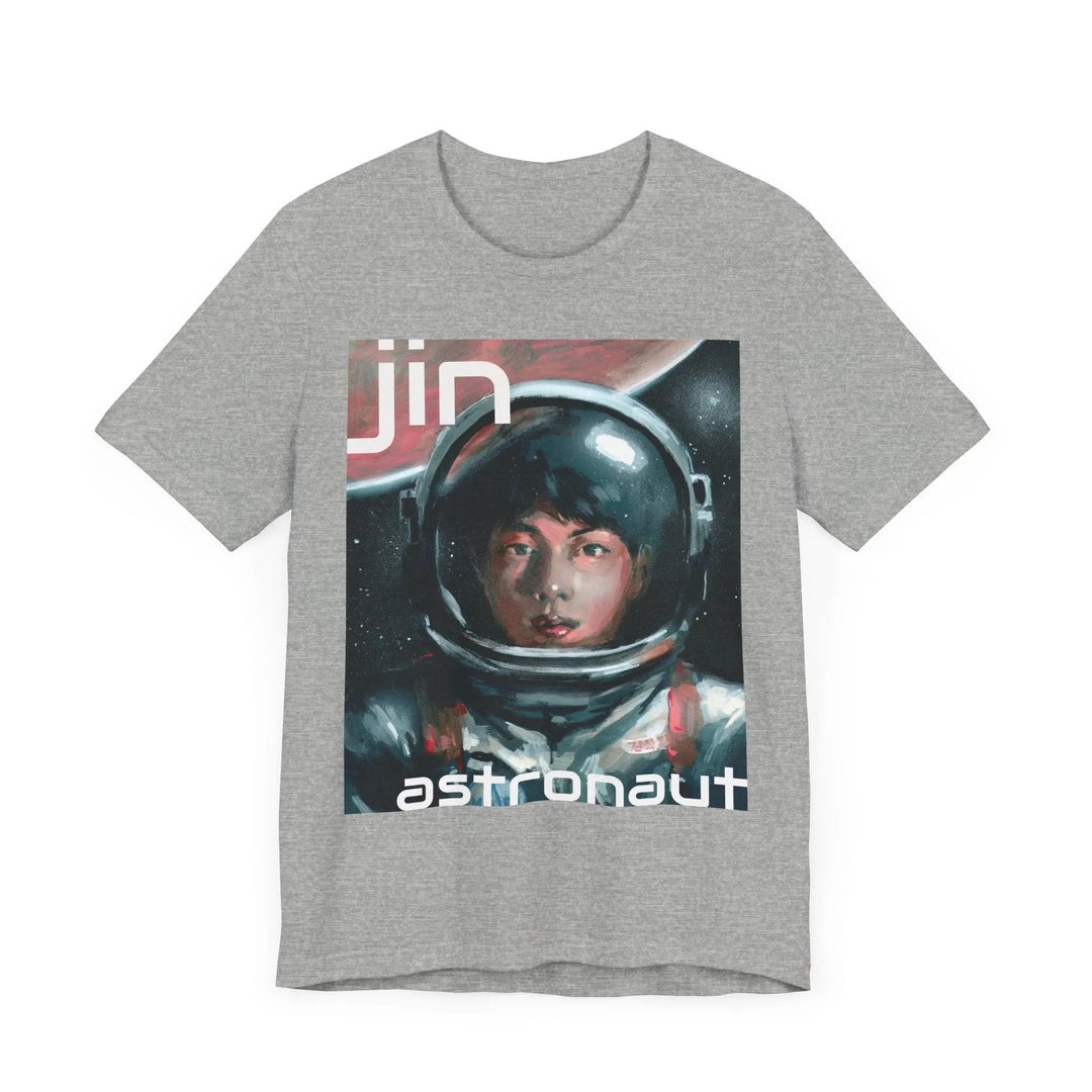 T-Shirt Jin of BTS Astronaut Worldwide Handsome Super Tuna Happy Running Wild Unisex Jersey Short Sleeve Tee Printify - Adam Benet Shaw