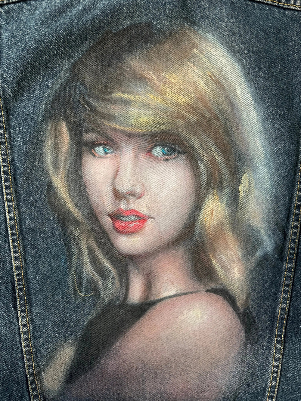 Taylor Swift Custom Denim Jacket – Hand-Painted Swiftie Fan Art Pop Brush - Adam Benet Shaw