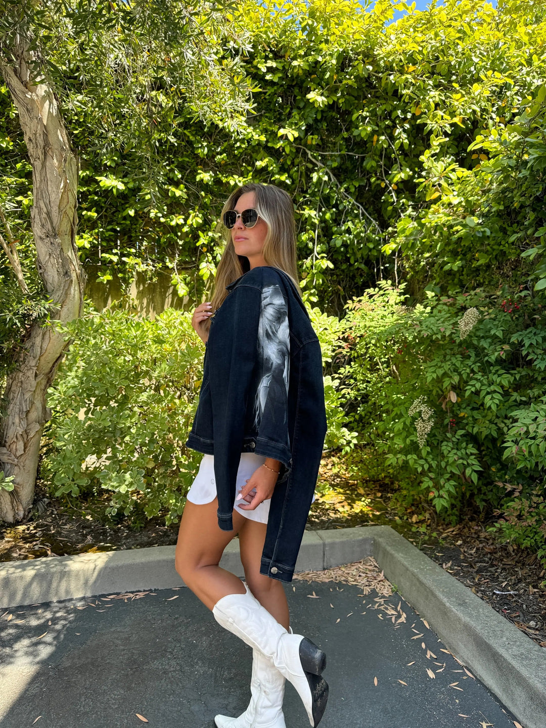 Taylor Swift Tortured Poets Denim Jacket – Hand-Painted “TTPD” Era Fan Art Pop Brush - Adam Benet Shaw