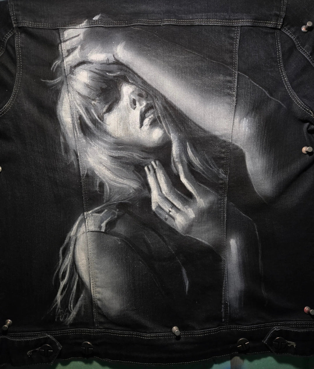 Taylor Swift “Tortured Poets” Custom Denim Jacket - Hand-Painted Tortured Poets Era Jacket Pop Brush - Adam Benet Shaw