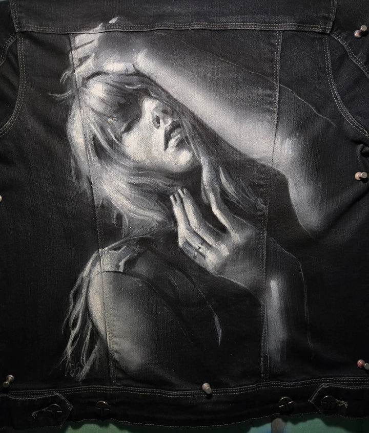Taylor Swift “Tortured Poets” Custom Denim Jacket - Hand-Painted Tortured Poets Era Jacket Pop Brush - Adam Benet Shaw