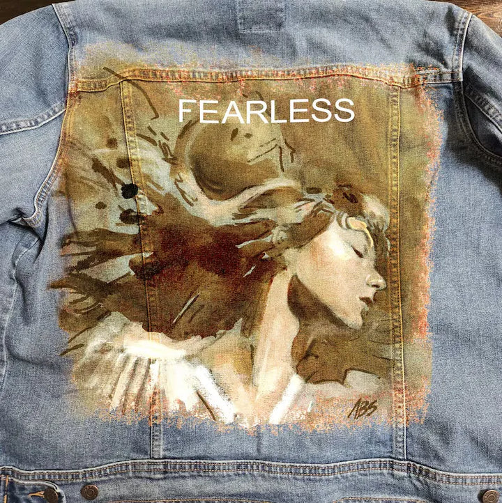 Taylor Swift “Fearless” Custom Denim Jacket – Hand-Painted Swiftie Fan Art