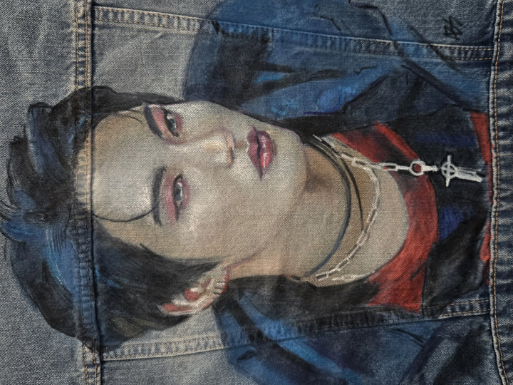 Custom Airbrushed K-pop Denim Jackets – Hand-Painted - Mens Fit