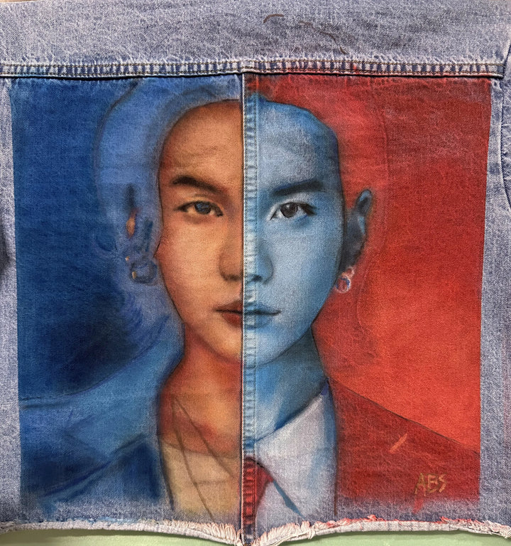 Custom Airbrushed K-pop Denim Jackets – Hand-Painted - Mens Fit