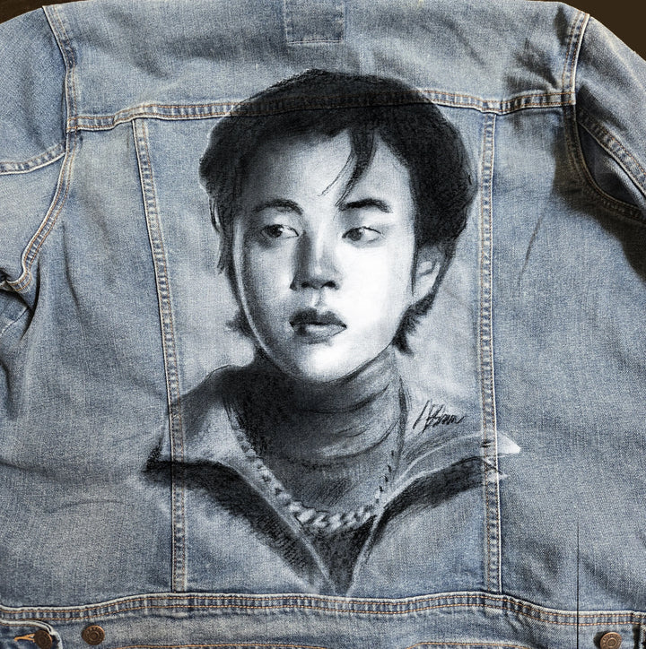 Custom Airbrushed K-pop Denim Jackets – Hand-Painted - Mens Fit