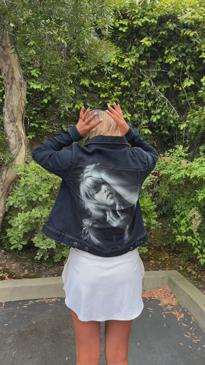 Taylor Swift Tortured Poets Denim Jacket – Hand-Painted “TTPD” Era Fan Art